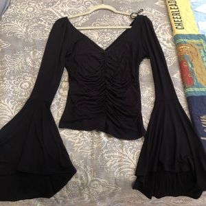 Black Bell Sleeve Top